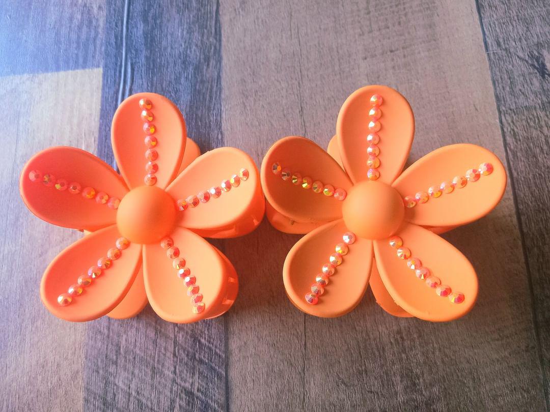 Flower Clips with Rhinestones