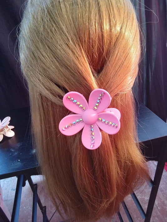 Flower Clips with Rhinestones